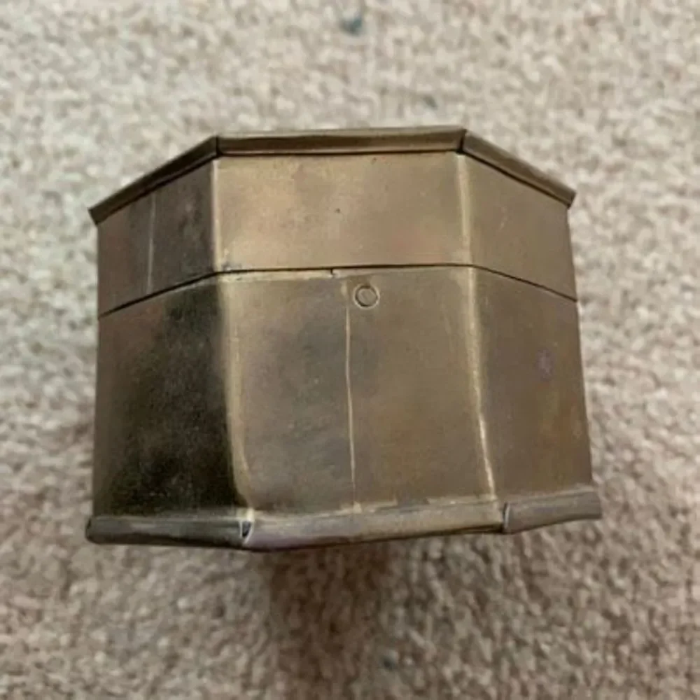 Brass 3” Octagon Trinket Box With Lid Made In India